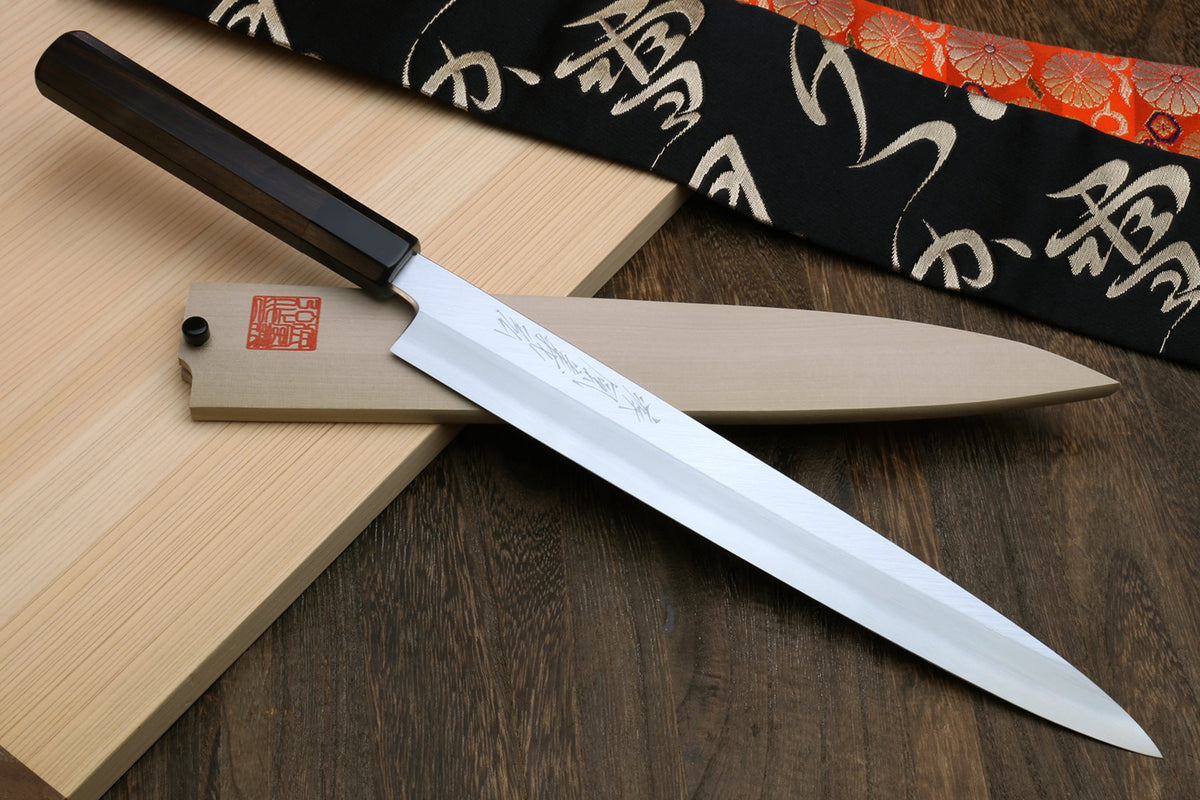 Yoshihiro Left Handed Kasumi White Steel Yanagi Sushi Japanese