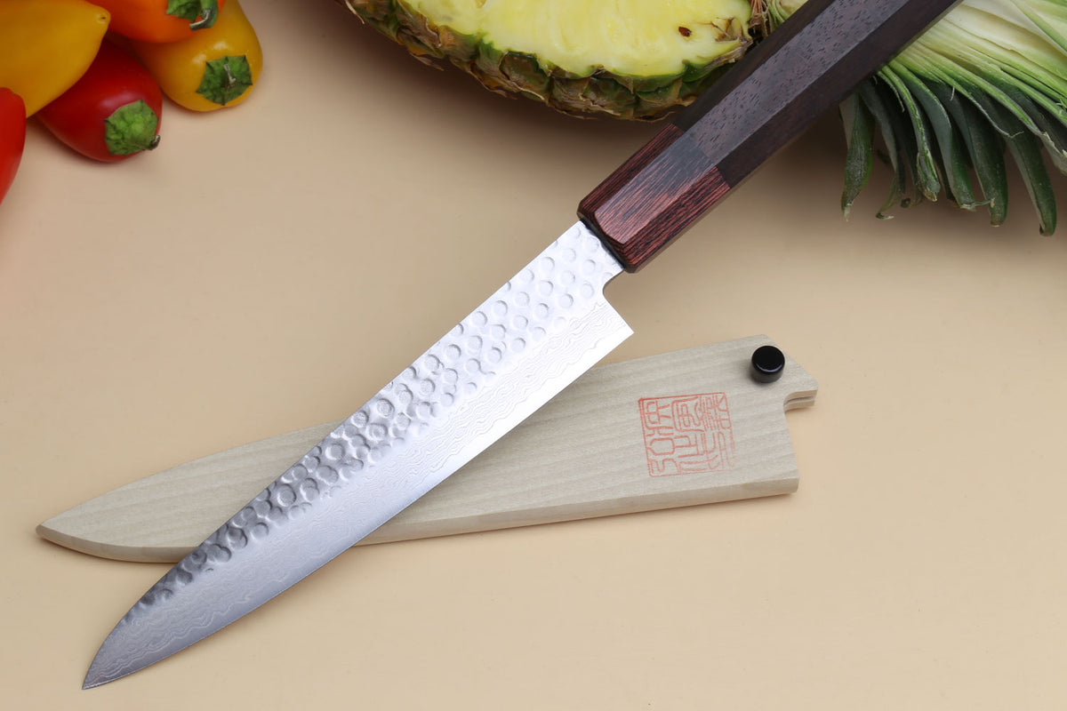 Japanese Knife Set Damascus 45 Layer Petty Santoku Nakiri - Hasu-Seizo