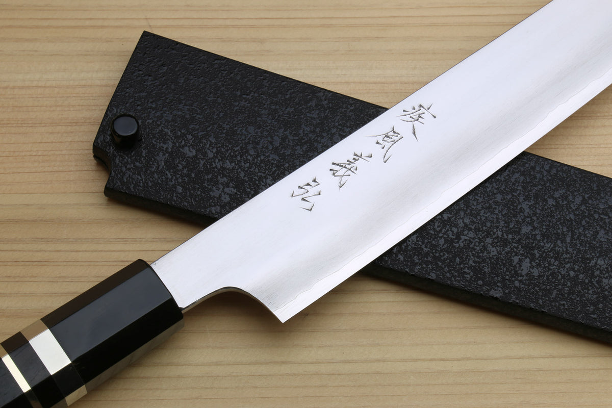 Yoshihiro VG-1 Gold Stainless Steel Sujihiki Kiritsuke Japanese Slicer –  Yoshihiro Cutlery