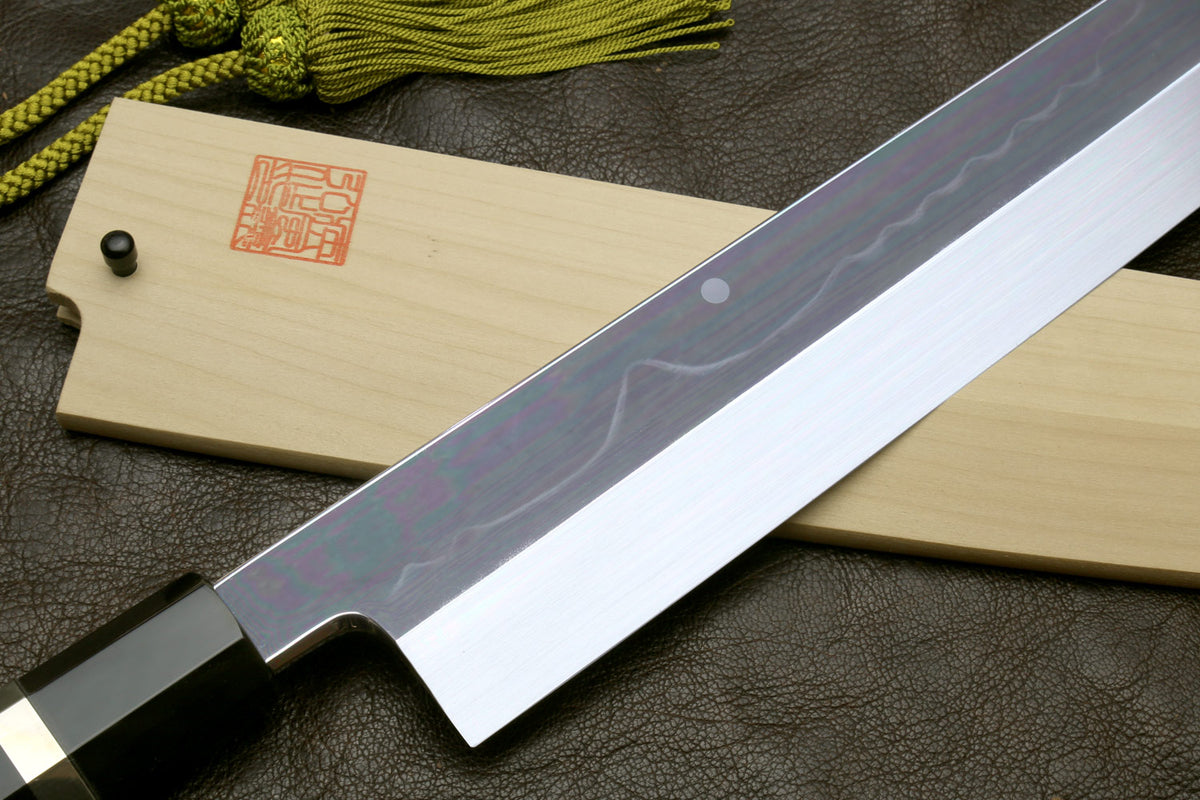 Yoshihiro Mizu Honyaki Shiroko White Steel #2 Mirror Polished Namiukas