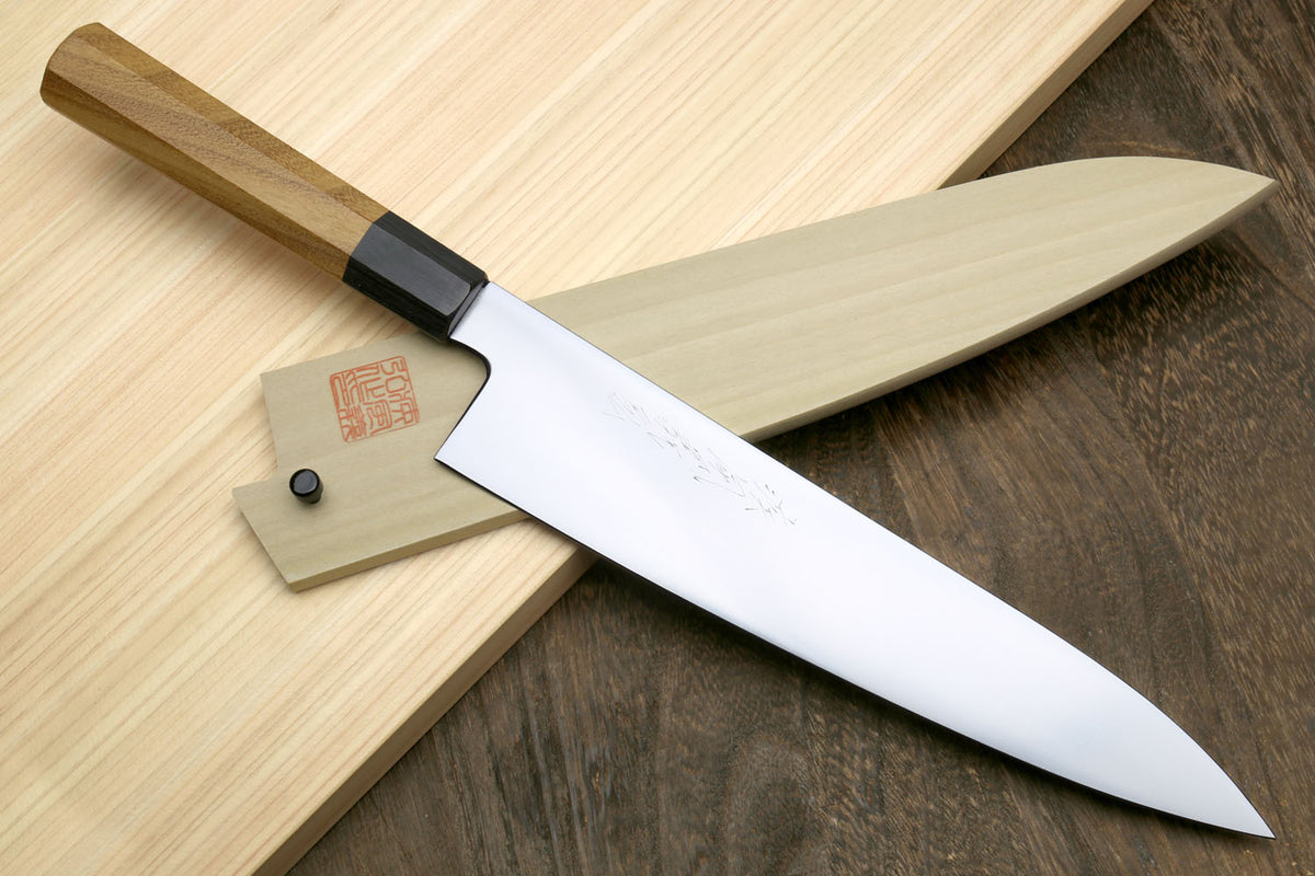 Yoshihiro VG-1 Gold Stainless Steel Sujihiki Kiritsuke Japanese Slicer –  Yoshihiro Cutlery