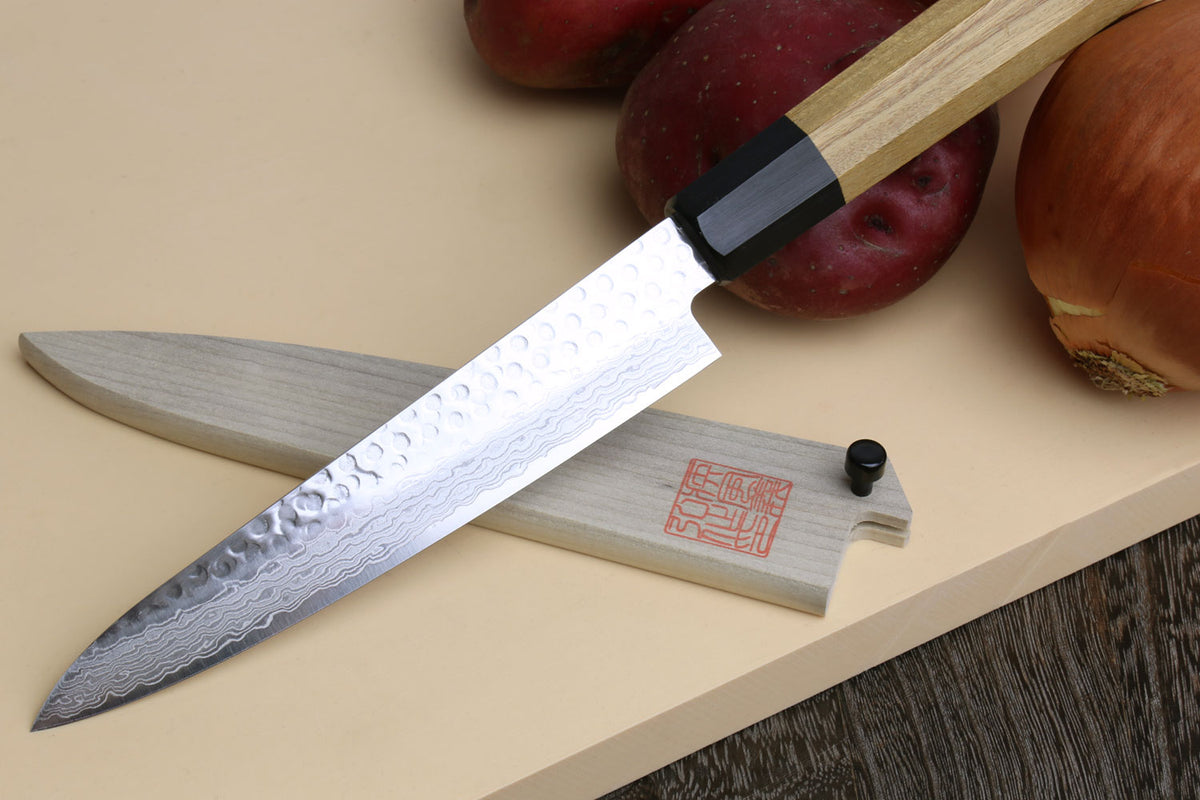 Yoshihiro 46 Layers Hammered Damascus Gyuto Chef Knife and Petty Utility  Knife SET (Gyuto 8.25'' (210mm) & Petty 6'' (150mm), Rosewood Handle)