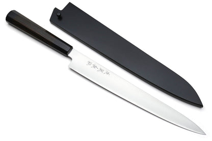 Yoshihiro Hongasumi Ginsan High Carbon Stain Resistant Sujihiki Slicer Chef Knife Ebony Handle