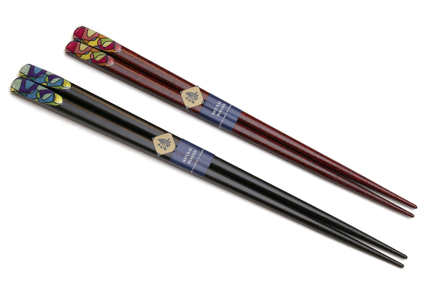 Japanese Premium Chopsticks Fukiurushi Lacquered Retro Graphic With Paulownia Wooden Box