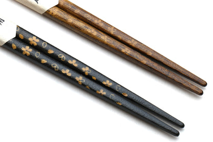 Yoshihiro Premium Brown & Black Sakura Chopsticks Set Comes With Fine Paulownia Wood Case VER.3