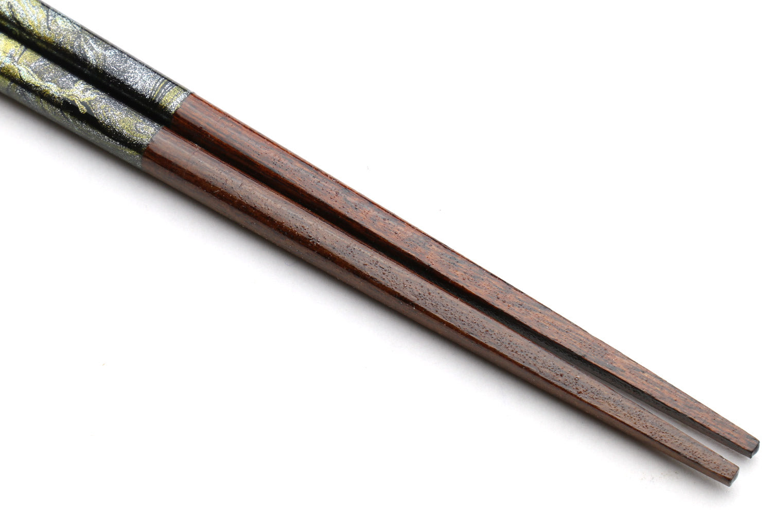 Premium Japanese Ebony Wood Chopsticks - Marble Design Lacquered Pair in Paulownia Box