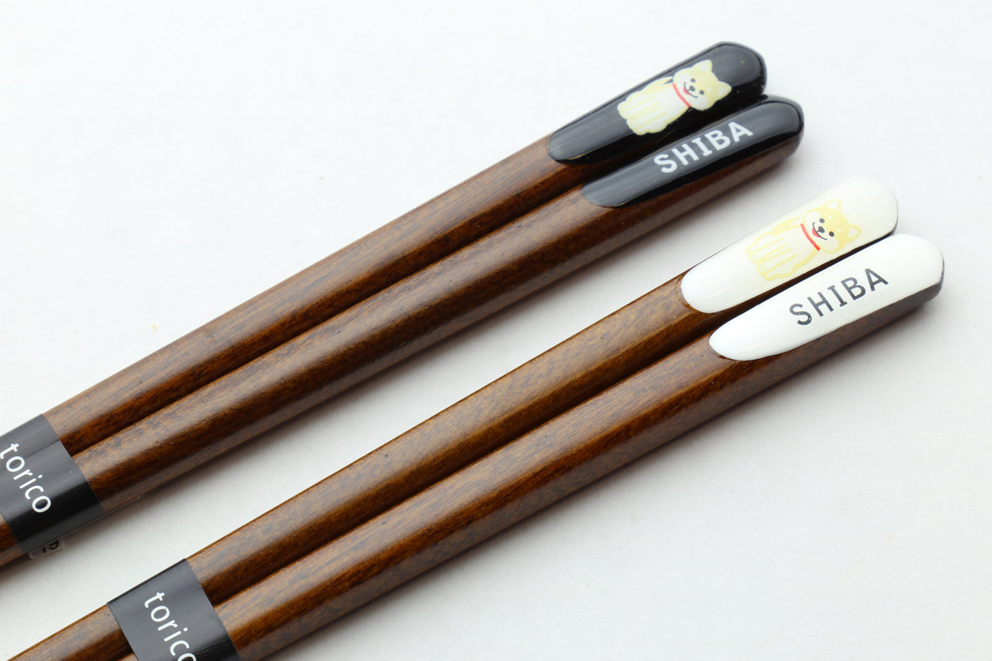 Premium Japanese Ebony Wood Chopsticks - Shiba Inu Design Lacquered Twin Pair in Paulownia Box