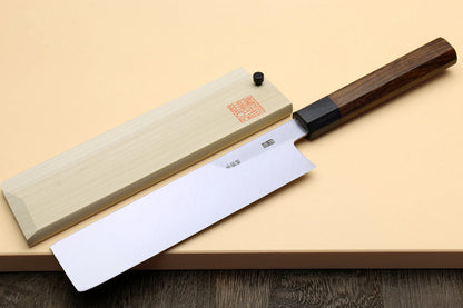 Yoshihiro Hongasumi Blue Steel Edo Usuba Traditional Japanese Vegetable Chopping Chef Knife, Rosewood Handle