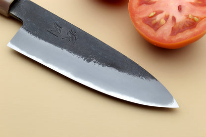 Hayate Hinoura Kurouchi Black-Forged Blue Steel Stainless Clad Paring Knife