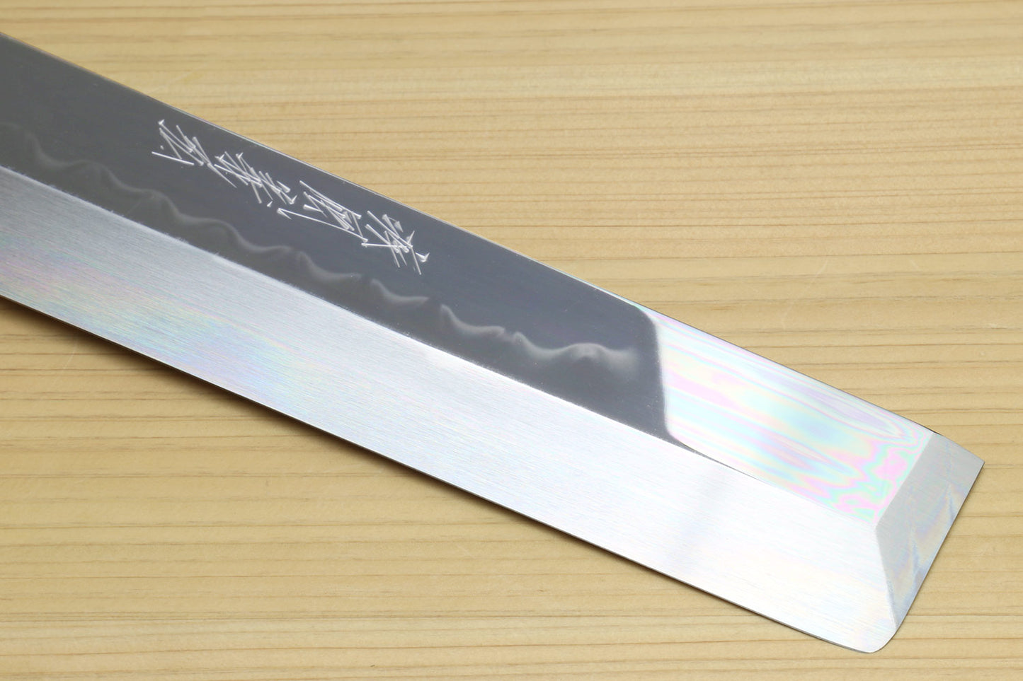 Yoshihiro Mizu Honyaki High Carbon White Steel #2 Mirror-Polished Namiukashi Edo Usuba Japanese Traditional Vegetable Knife Ebony Handle