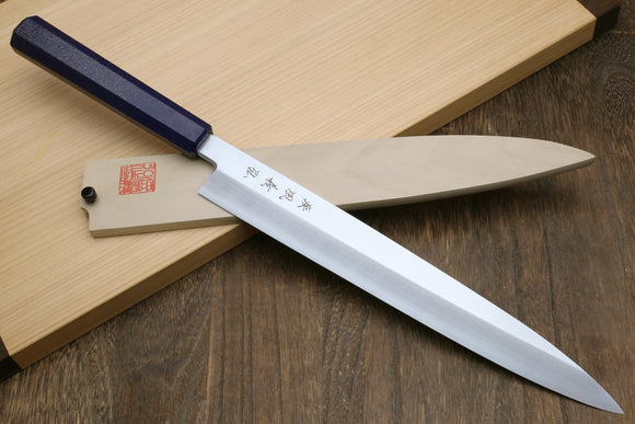 Yoshihiro Inox Stainless Steel Yanagi Sushi Sashimi Japanese Knife with Saya Cover