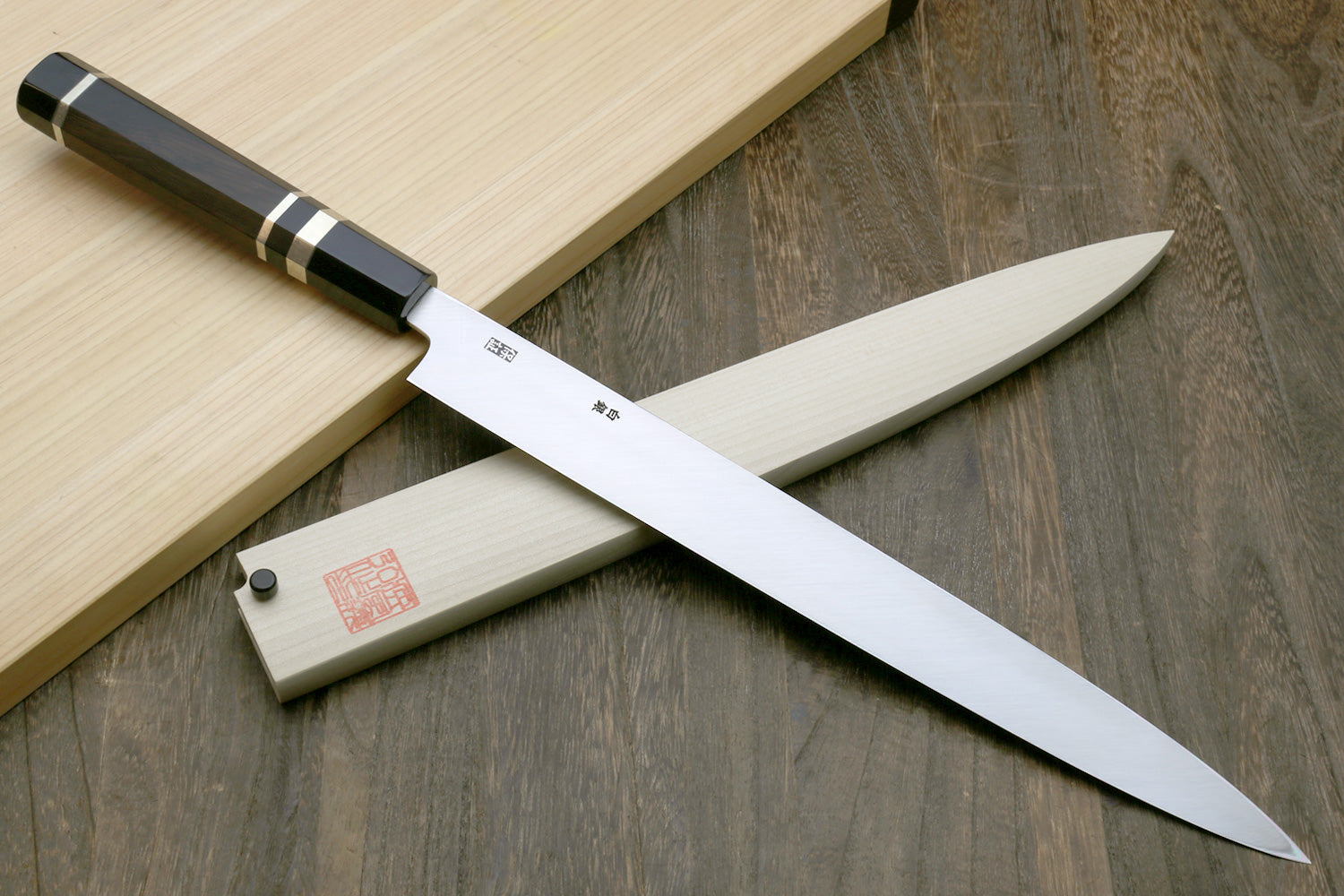 Right Handed Yanagiba Sushi High Carbon Steel Filleting Knife with Wooden  Scabbard