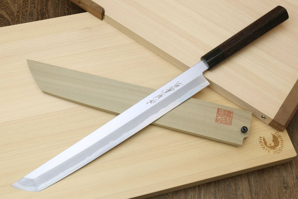 Yoshihiro Left Handed Hongasumi White Steel Sakimaru Takobiki Sushi Sashimi Japanese Knife Shitan Handle