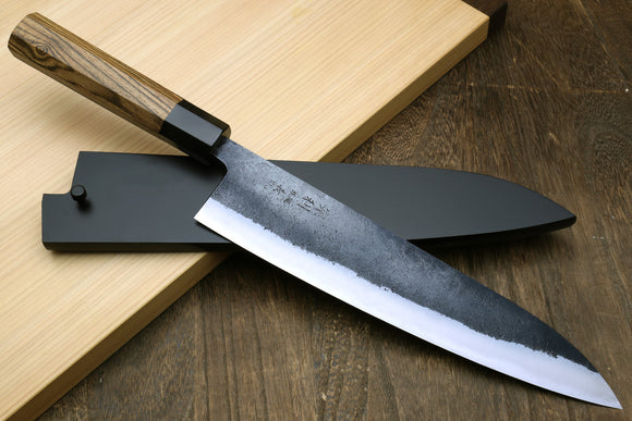 Yoshihiro Nashiji High Carbon White Steel #2 Japanese Gyuto Chefs Knife with Cocobolo Wood Handle