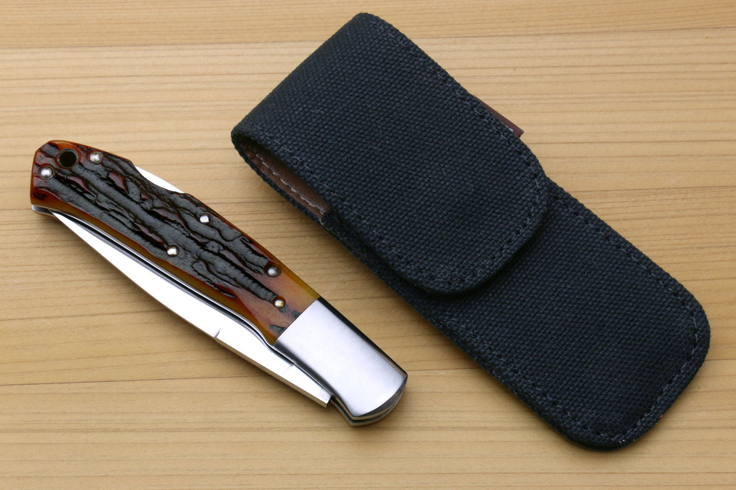 Moki VG-10 Stainless Steel Mirror Polished Lockback Folding Pocket Knife with Mini Black Pouch