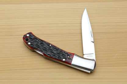 Moki VG-10 Stainless Steel Mirror Polished Lockback Folding Pocket Knife with Red Jigged Bone(Size: Large)