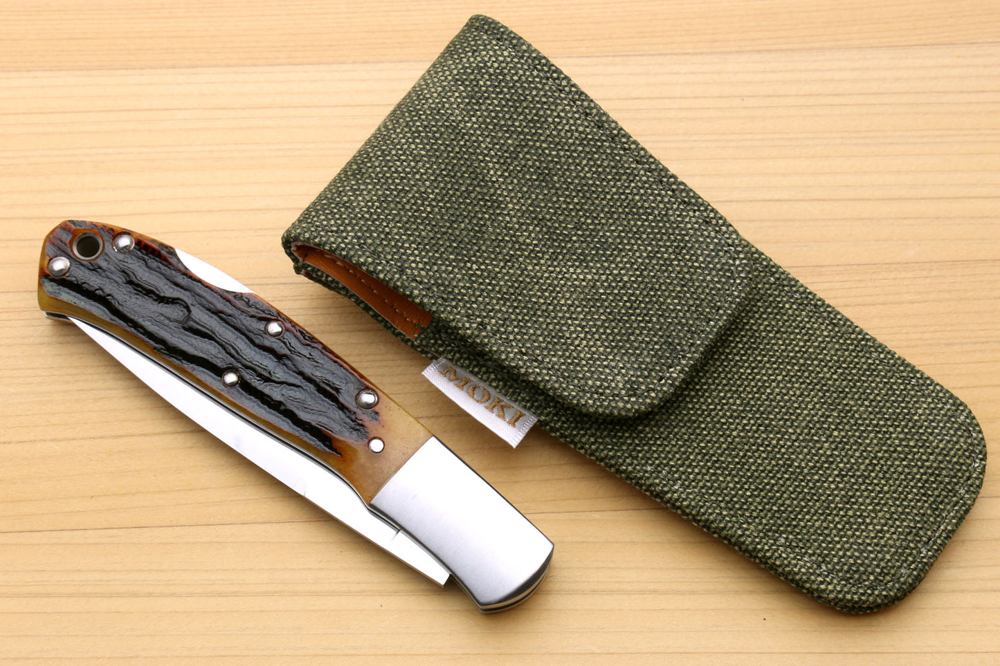 Moki VG-10 Stainless Steel Mirror Polished Lockback Folding Pocket Knife (Size: Large) with Mini Green Pouch