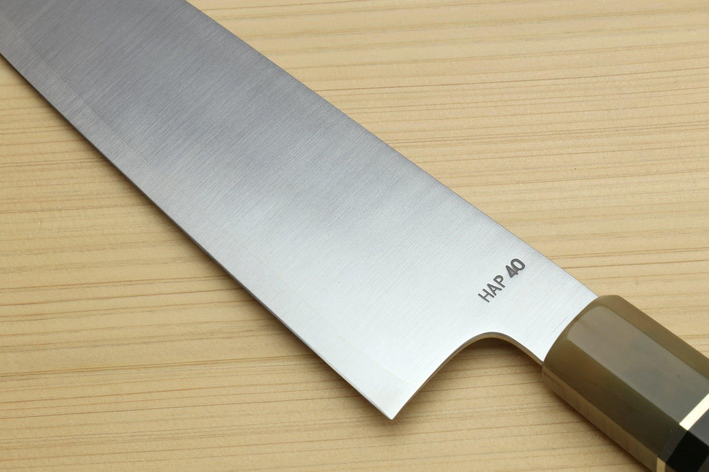 Yoshihiro HAP40 High Speed Stainless Steel Gyuto Chefs Knife Triple Ring Ebony Handle