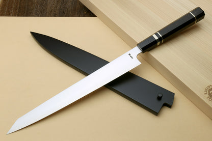 Yoshihiro HAP40 High Speed Stainless Steel Sujihiki-Kiritsuke Slicer Knife Triple Nickel Silver Ring and Ebony Handle