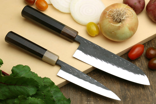 Yoshihiro Kurouchi Stainless Clad Nashiji High Performance SLD Santoku & Petty 2pc Knife Set