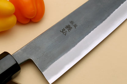 Yoshihiro Kurouchi Black-Forged Blue Steel Stainless Clad Gyuto Chefs Knife Kaede wood Handle