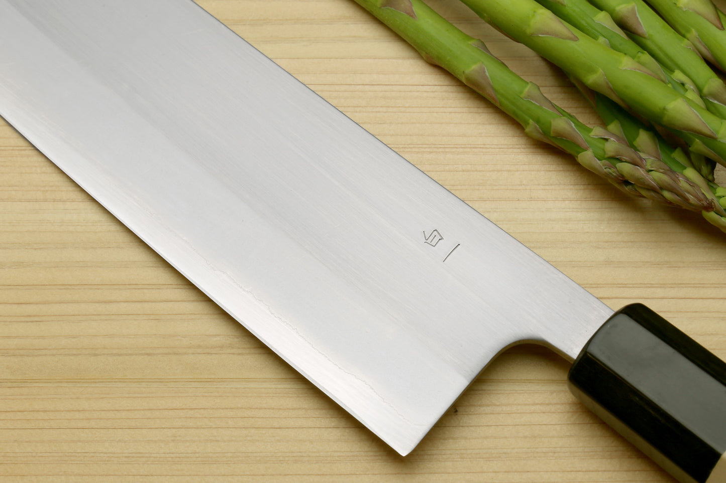 Yoshihiro White Steel #1 Stainless Clad Nakiri Vegetable Knife with Magnolia Wood Handle