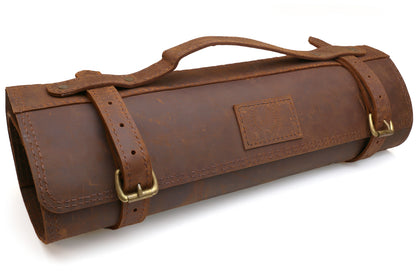 Yoshihiro Genuine Natural Leather Knife Culinary Roll Storage Bag Case Brown