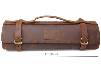 Yoshihiro Genuine Natural Leather Knife Culinary Roll Storage Bag Case Brown