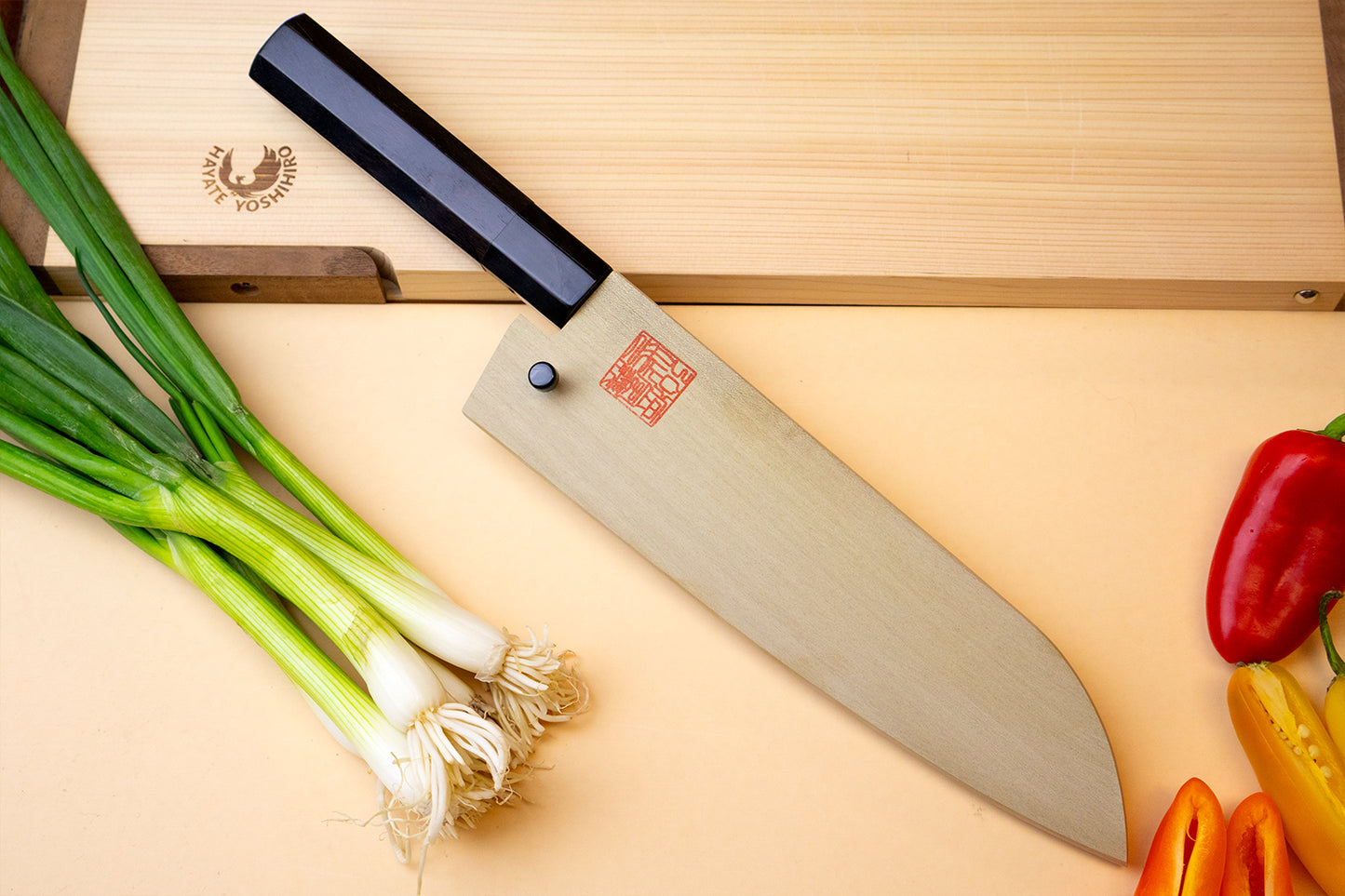 Yoshihiro Kurouchi Black-Forged Blue Steel Stainless Clad Santoku Multipurpose Knife 6.5"(165mm) and Petty Utility Knife 5.3"(135mm) 2PC SET (Ebony Handle)