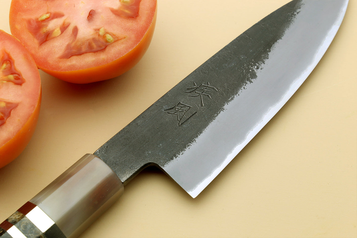 Hayate Hinoura Kurouchi Black-Forged Blue Steel Stainless Clad Paring Knife