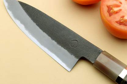 Hayate Hinoura Kurouchi Black-Forged Blue Steel Stainless Clad Paring Knife