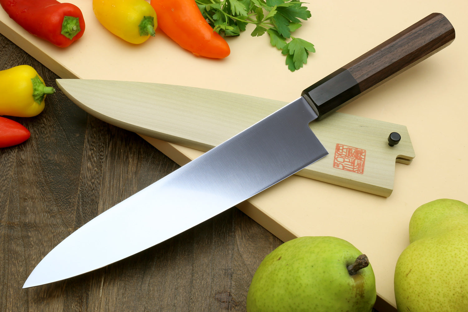 Yoshihiro AUS10 Ice Hardened Stainless Steel Gyuto Japanese Chef Knife Shitan Rosewood Handle