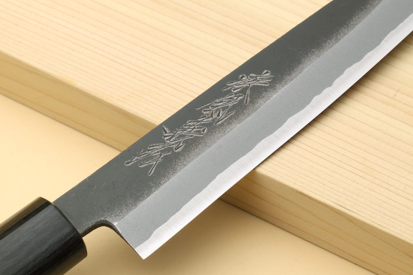 Yoshihiro Black Finish Blue Steel #2 Kurouchi Petty Shitan Handle with Magnolia Saya Cover