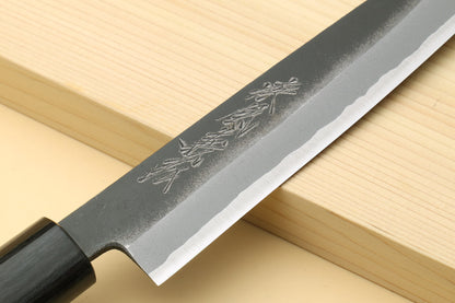 Yoshihiro Black Finish Blue Steel #2 Kurouchi Petty Shitan Handle with Magnolia Saya Cover