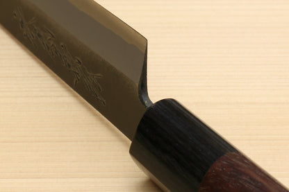 Yoshihiro Black Finish Blue Steel #2 Kurouchi Petty Shitan Handle with Magnolia Saya Cover