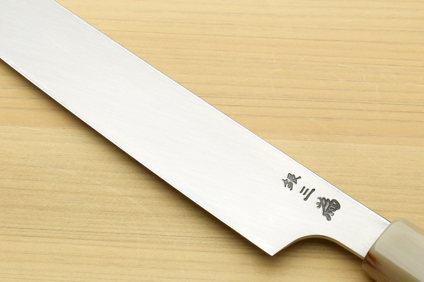 Yoshihiro Gintsuru Ginsan Stainless Steel Yanagi Kiritsuke Sushi Sashimi Japanese Knife with Stabilized Maple Burl Handle and Magnolia Saya Cover