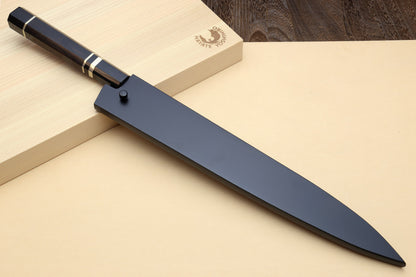 Yoshihiro HAP40 High Speed Stainless Steel Sujihiki-Kiritsuke Slicer Knife Triple Nickel Silver Ring and Ebony Handle