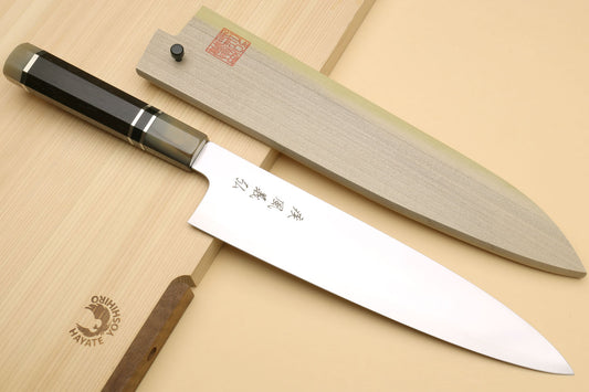 Yoshihiro Hayate ZDP-189 Super High Carbon Stainless Steel Damascus Gyuto Chef Knife Octagonal Ebony Wood Handle with Triple Ring