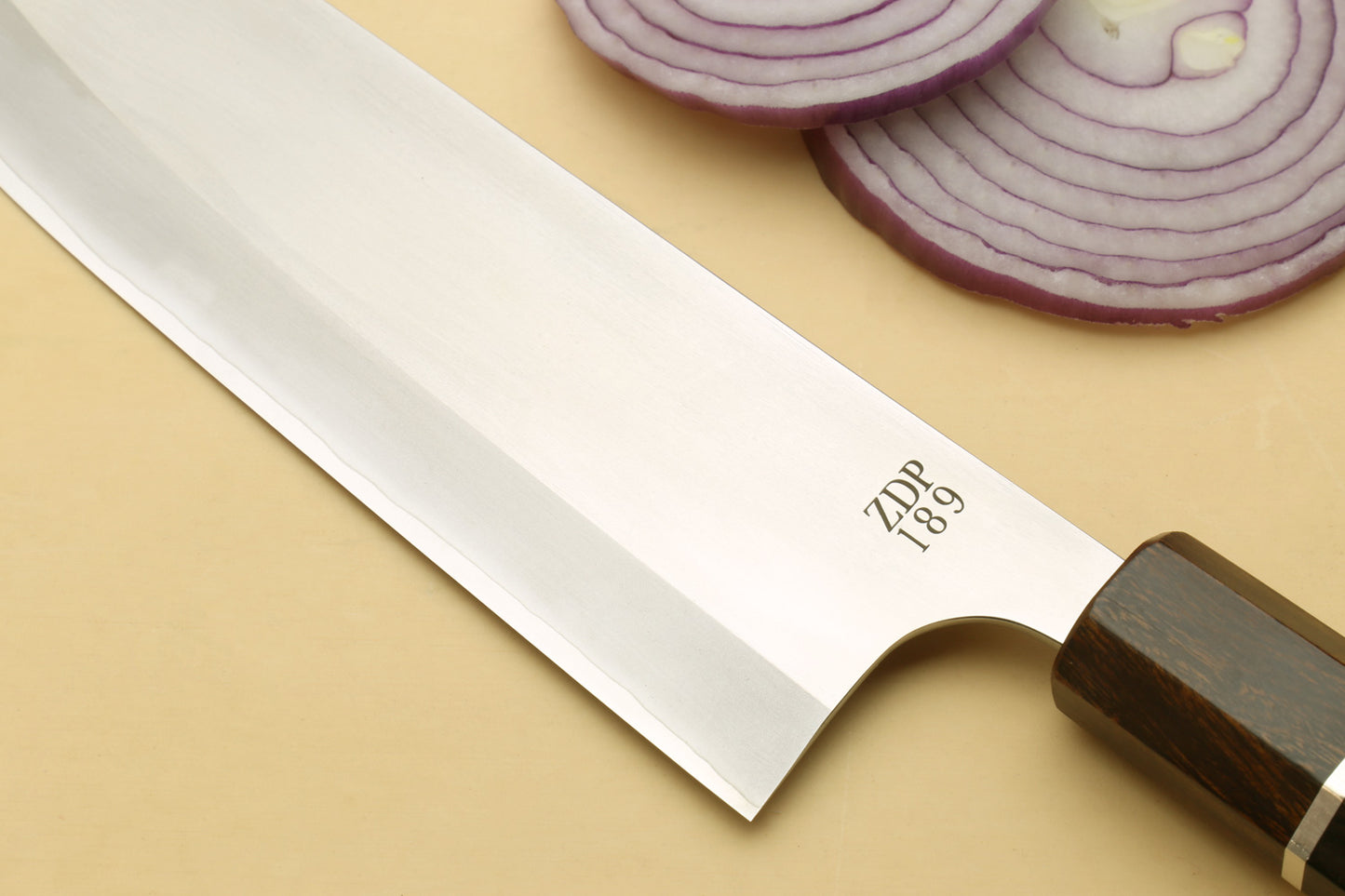 Yoshihiro Hayate ZDP-189 Super High Carbon Stainless Steel Santoku Multipurpose Knife 7" (180mm) Ebony Handle with Sterling Silver Ring Nuri Saya Cover