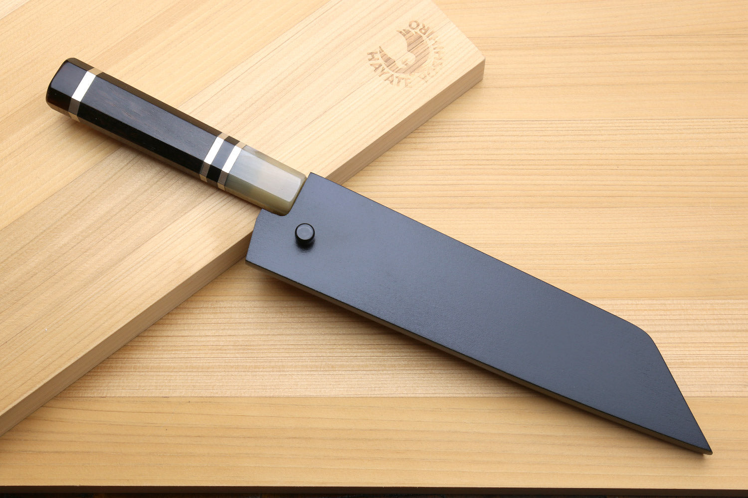 Yoshihiro Hayate ZDP-189 Super High Carbon Stainless Steel Suminagashi Petty Kiritsuke Knife Octagonal Ebony wood Handle with Triple ring