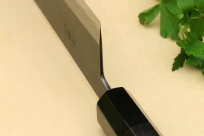 Yoshihiro High Carbon Blue Steel #2 Kurouchi Nakiri Japanese Vegetable Knife with Ebony Wood Handle