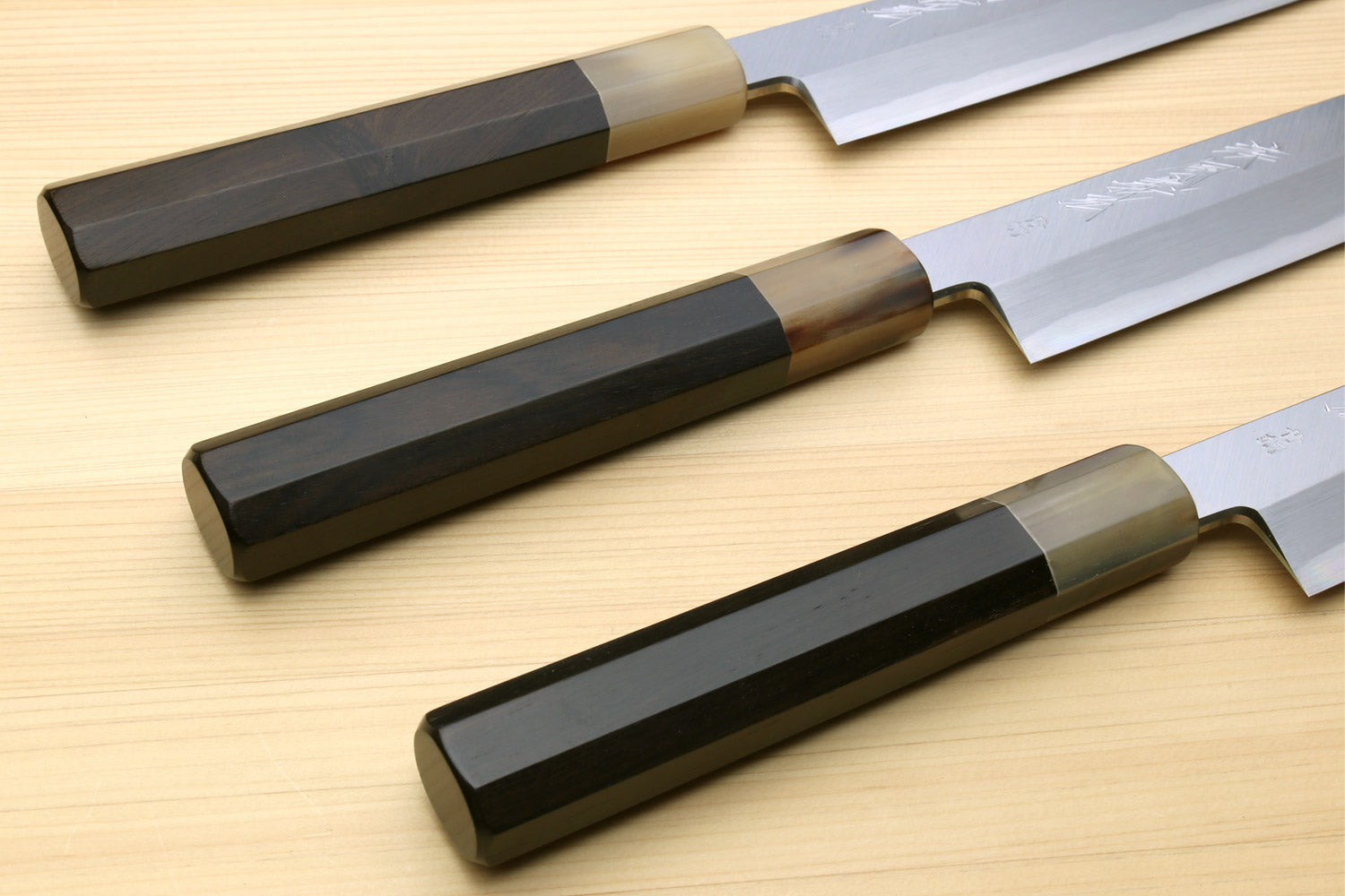 Yoshihiro Hongasumi Blue Steel Yanagi Sushi Sashimi Japanese Knife Ebony Handle