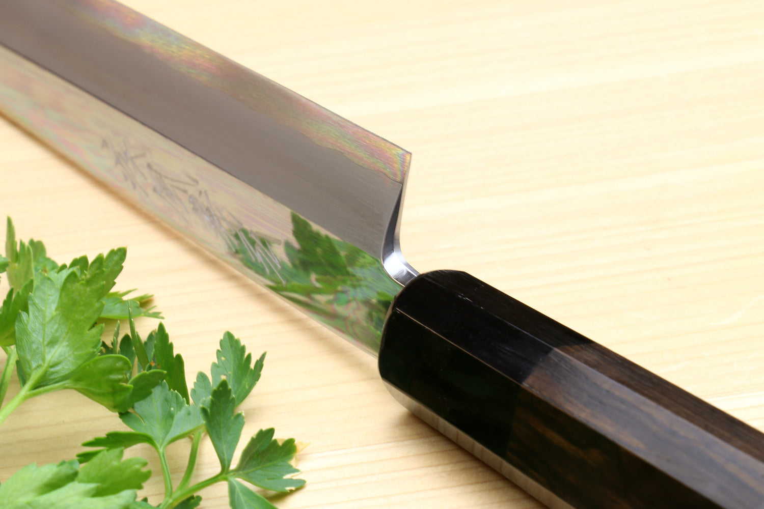 Yoshihiro Hongasumi Ginsanko Mirror Polished High Carbon Stain Resistant Steel Yanagi Sashimi Knife Ebony Handle