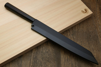 Yoshihiro Hongasumi White Steel Yanagi-Kiritsuke Sushi Sashimi Japanese Knife Ebony Handle with Nuri Saya Cover