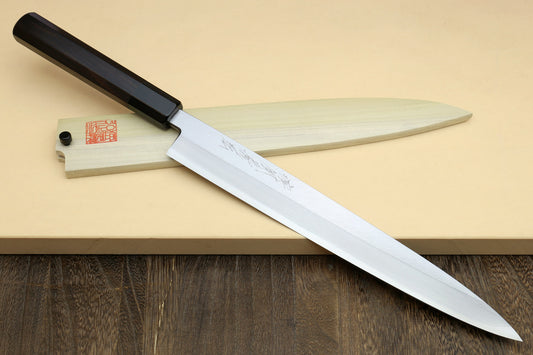 Yoshihiro Inox Stainless Steel Yanagi Sushi Sashimi Japanese Chef Knife Octagonal Ebony Handle