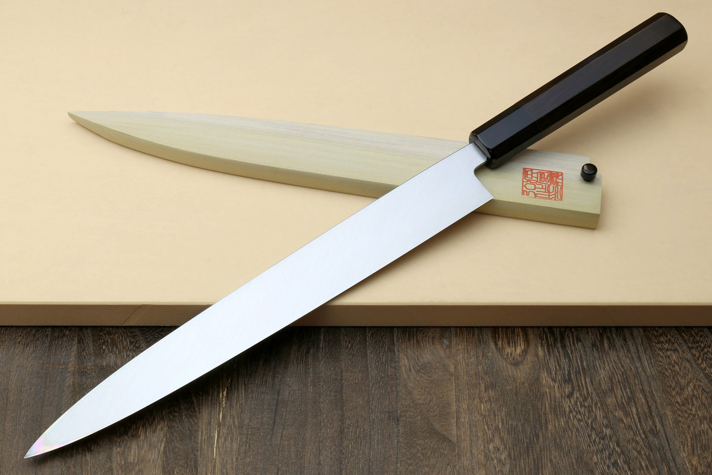 Yoshihiro HAP40 High Speed Stainless Steel Sujihiki-Kiritsuke Slicer Knife Triple Nickel Silver Ring and Ebony Handle