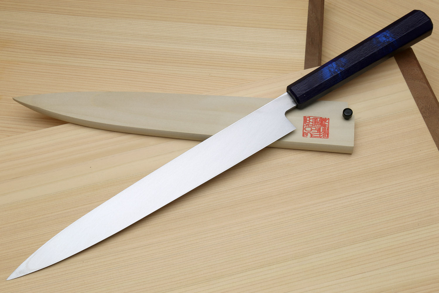 Yoshihiro Inox Stainless Steel Yanagi Sushi Sashimi Japanese Knife with Saya Cover - Handle Type B