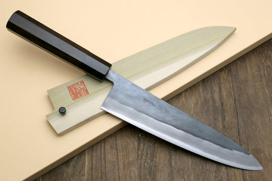 Yoshihiro Kurouchi Black-Forged Blue Steel Stainless Clad Gyuto Chefs Knife (Ebony Handle)