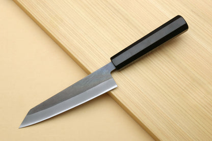 Yoshihiro Kurouchi Black-Forged Blue Steel Stainless Clad Petty-Kiritsuke Utility Knife (Ebony Handle)