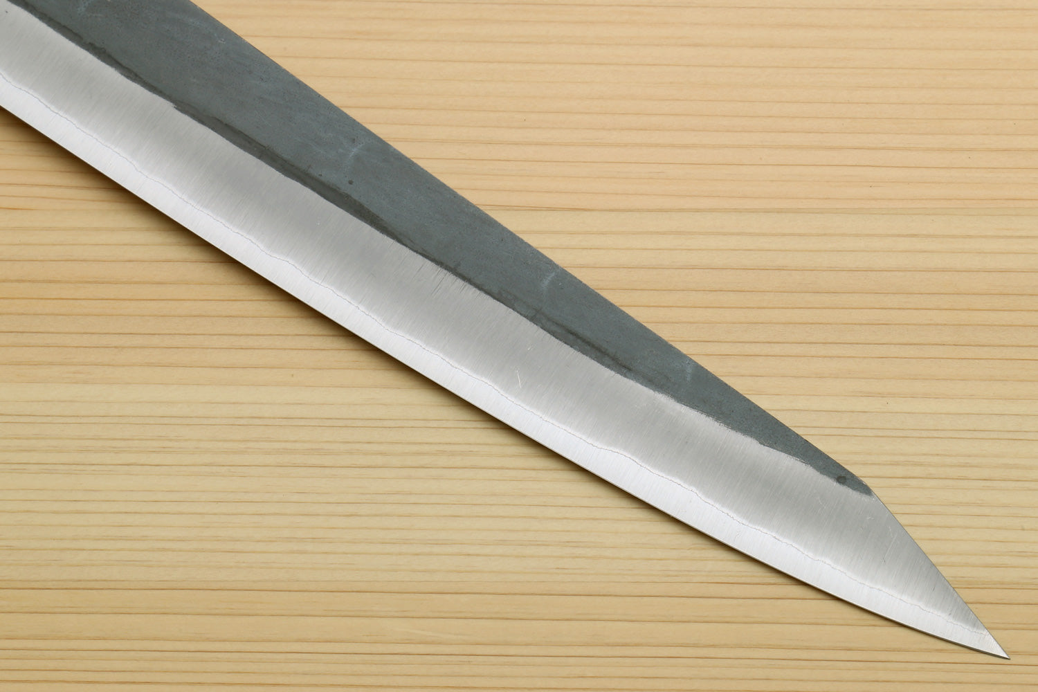 Yoshihiro Kurouchi Black-Forged Blue Steel Stainless Clad Sujihiki Kiritsuke Slicer Knife (Ebony Handle)